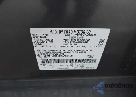 2017 Ford Explorer Xlt z USA, uszkodzony, nr VIN 1FM5K8D86HGA66128